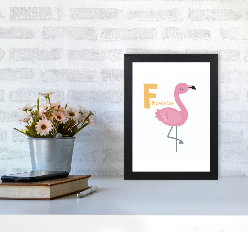 Alphabet Animals, F Is For Flamingo Framed Nursey Wall Art Print A4 White Frame