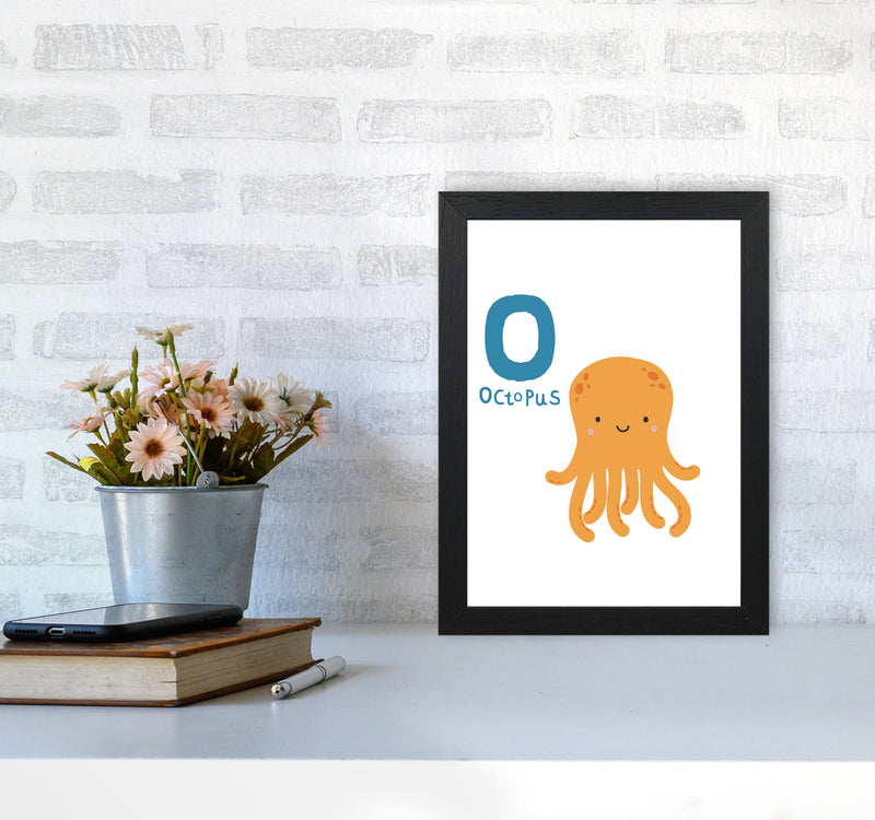 Alphabet Animals, O Is For Octopus Framed Nursey Wall Art Print A4 White Frame