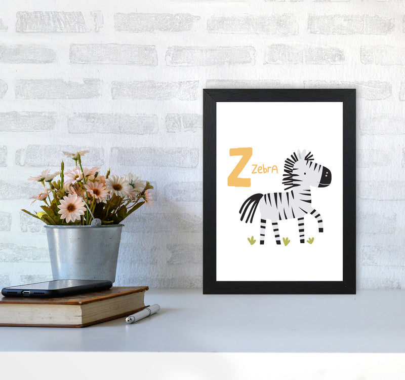 Alphabet Animals, Z Is For Zebra Framed Nursey Wall Art Print A4 White Frame
