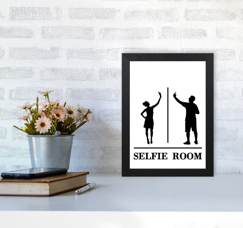 Selfie Room, Bathroom Modern Print, Framed Bathroom Wall Art A4 White Frame