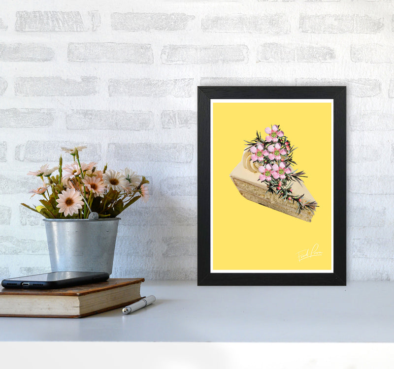 Yellow Cake Food Print, Framed Kitchen Wall Art A4 White Frame