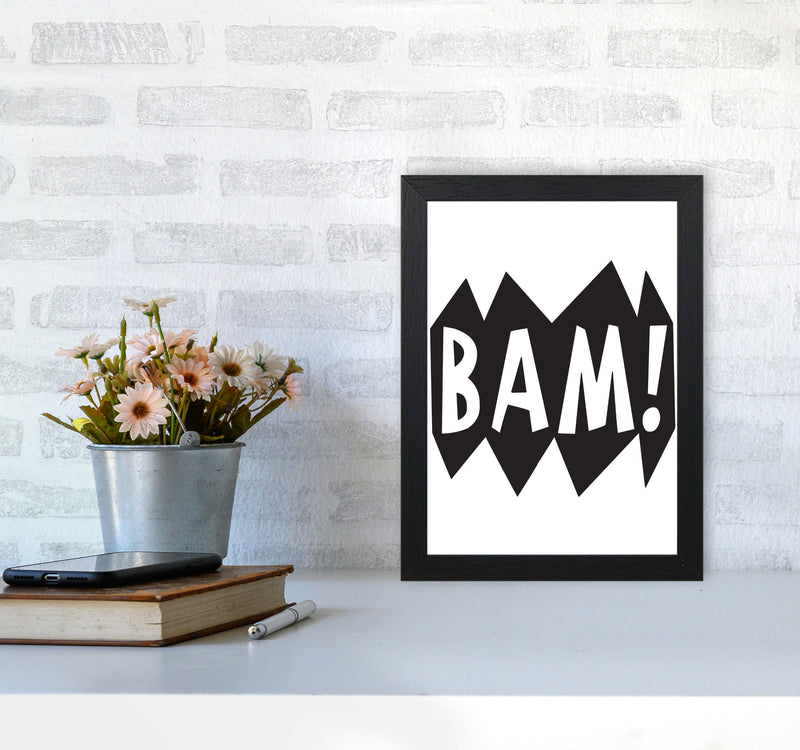 BAM! Black Framed Nursey Wall Art Print A4 White Frame