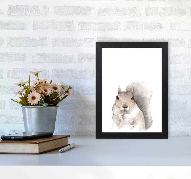 Forest Friends, Cute Squirrel Modern Print Animal Art Print A4 White Frame