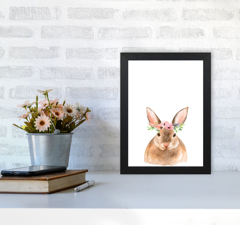Forest Friends, Floral Cute Bunny Modern Print Animal Art Print A4 White Frame