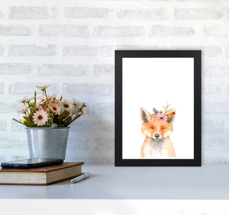 Forest Friends, Floral Cute Fox Modern Print Animal Art Print A4 White Frame