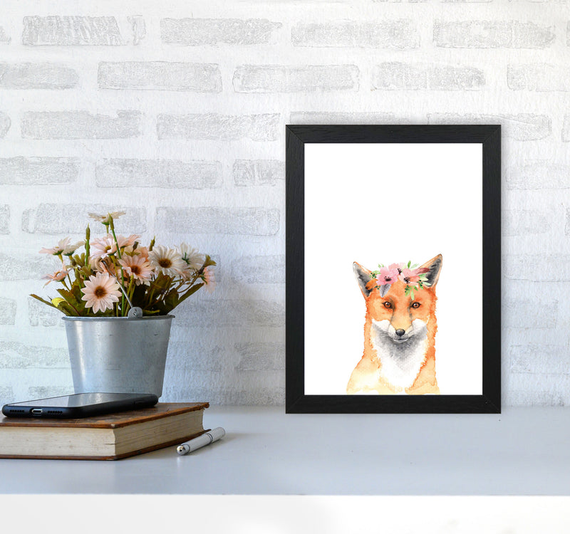 Forest Friends, Floral Fox Modern Print Animal Art Print A4 White Frame