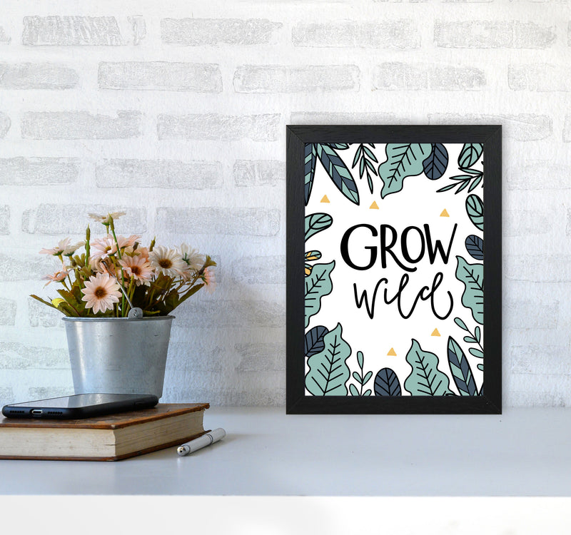 Grow Wild Floral Modern Print, Framed Kitchen Wall Art A4 White Frame