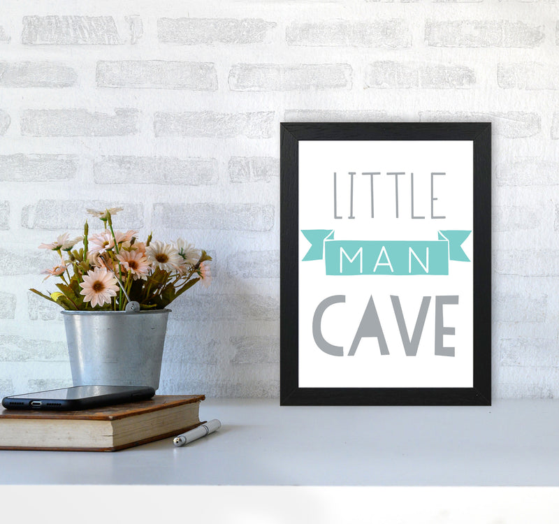 Little Man Cave Mint Banner Framed Nursey Wall Art Print A4 White Frame