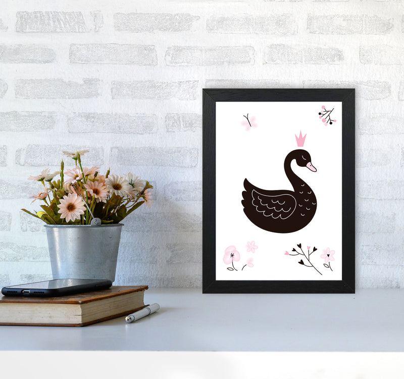 Black Swan Modern Print Animal Art Print A4 White Frame