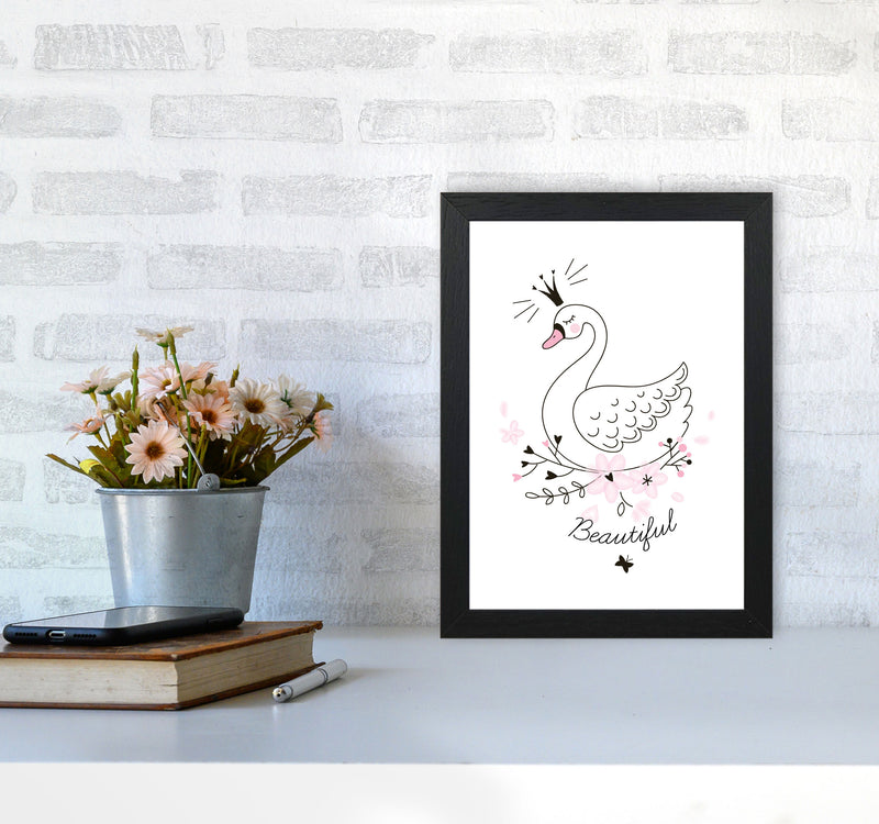 Beautiful Swan Modern Print Animal Art Print A4 White Frame