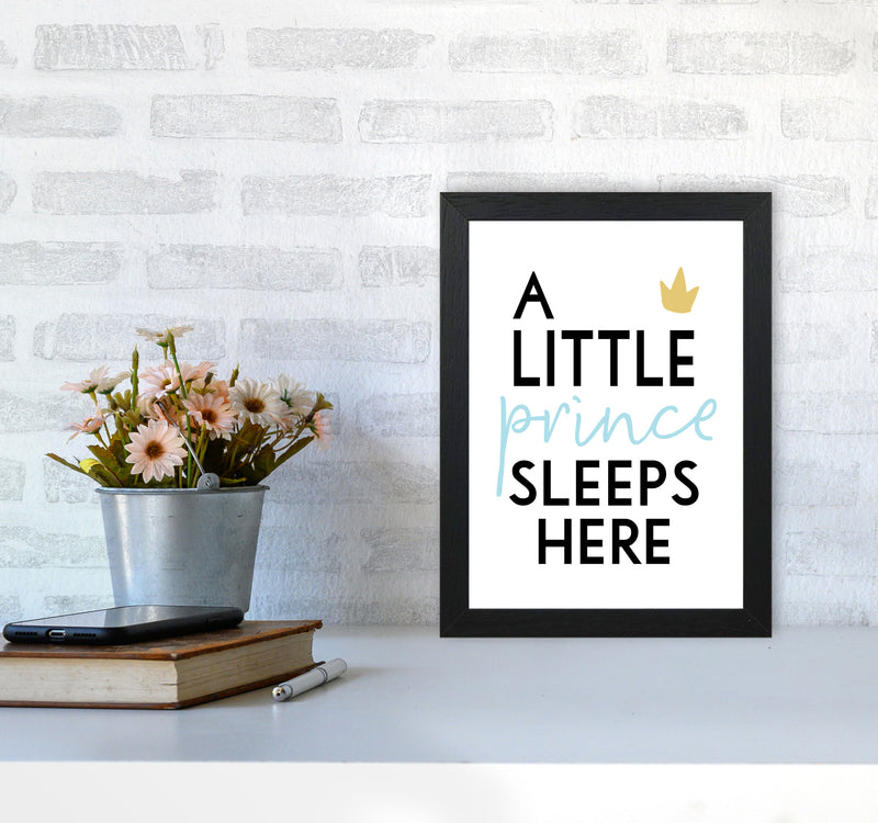 A Little Prince Sleeps Here Framed Nursey Wall Art Print A4 White Frame