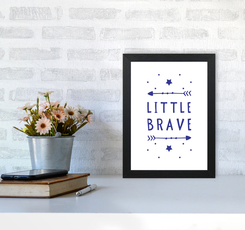 Little Brave Navy Framed Typography Wall Art Print A4 White Frame