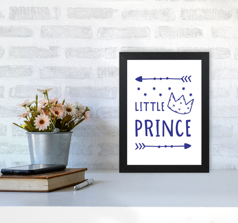 Little Prince Navy Framed Nursey Wall Art Print A4 White Frame