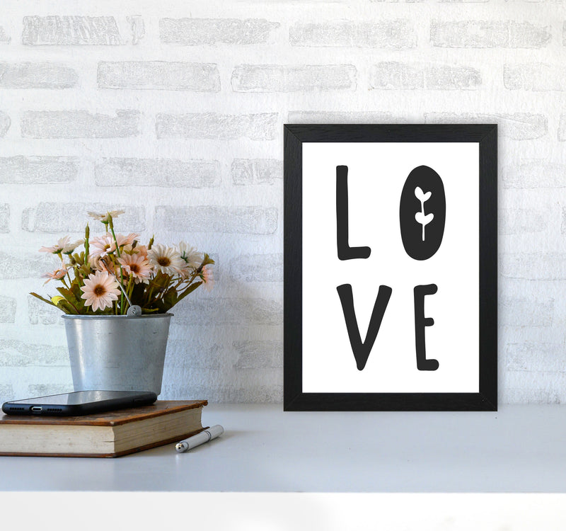 Love Black Framed Typography Wall Art Print A4 White Frame