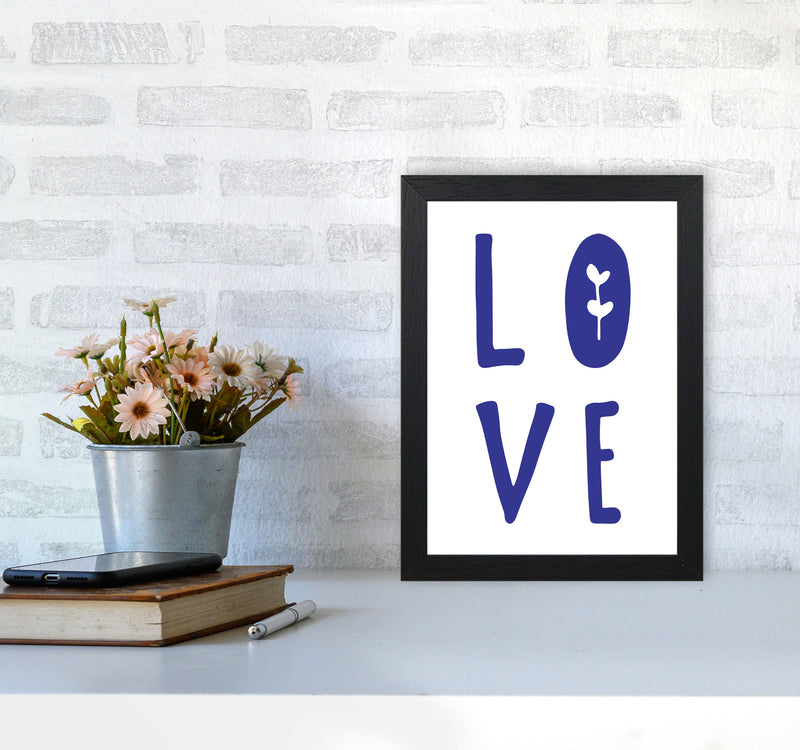 Love Navy Framed Typography Wall Art Print A4 White Frame