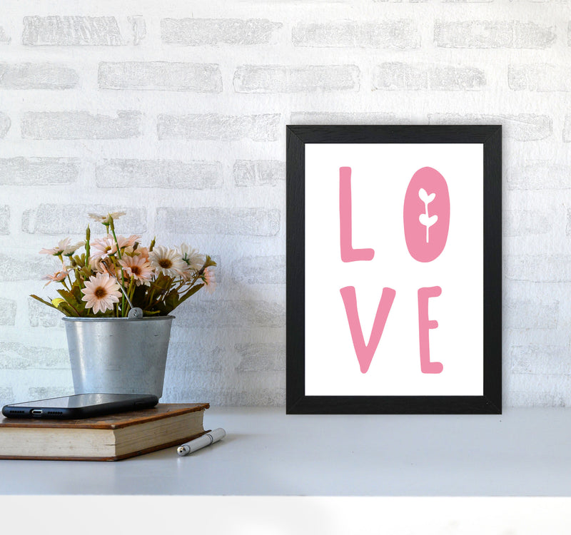 Love Pink Framed Typography Wall Art Print A4 White Frame