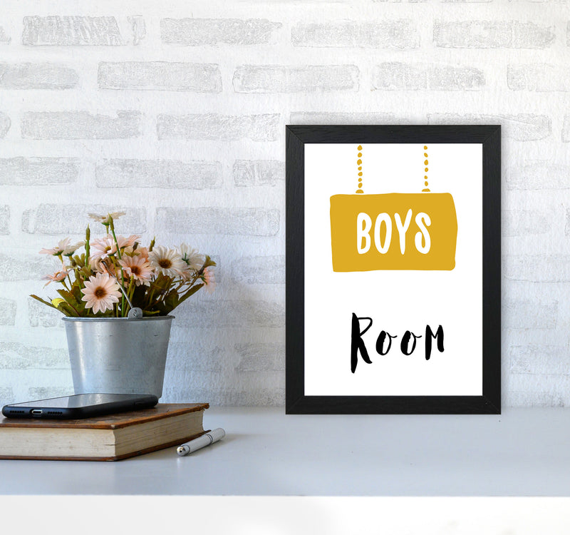 Boys Room Mustard Framed Nursey Wall Art Print A4 White Frame