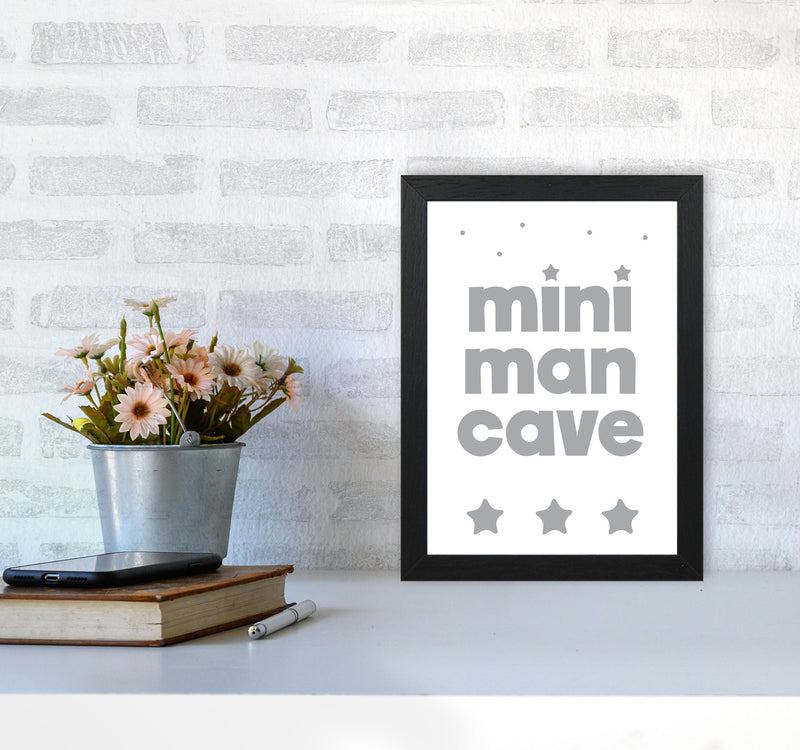 Mini Man Cave Grey Framed Nursey Wall Art Print A4 White Frame