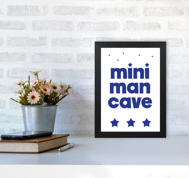 Mini Man Cave Navy Framed Nursey Wall Art Print A4 White Frame