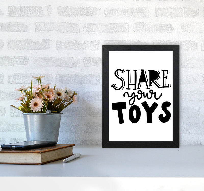 Share Your Toys Framed Nursey Wall Art Print A4 White Frame