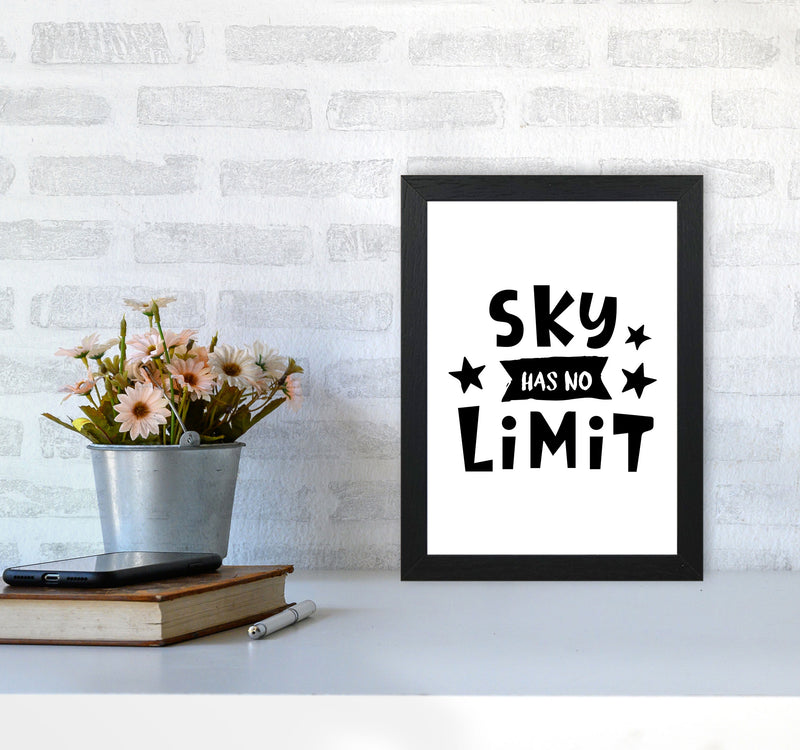 Sky Has No Limit Framed Nursey Wall Art Print A4 White Frame