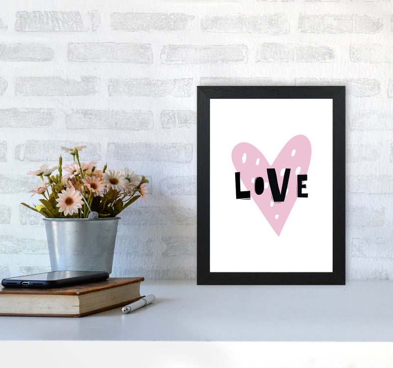 Love Heart Scandi Framed Typography Wall Art Print A4 White Frame
