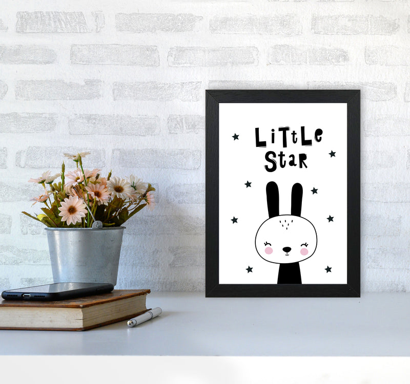 Little Star Bunny Framed Nursey Wall Art Print A4 White Frame
