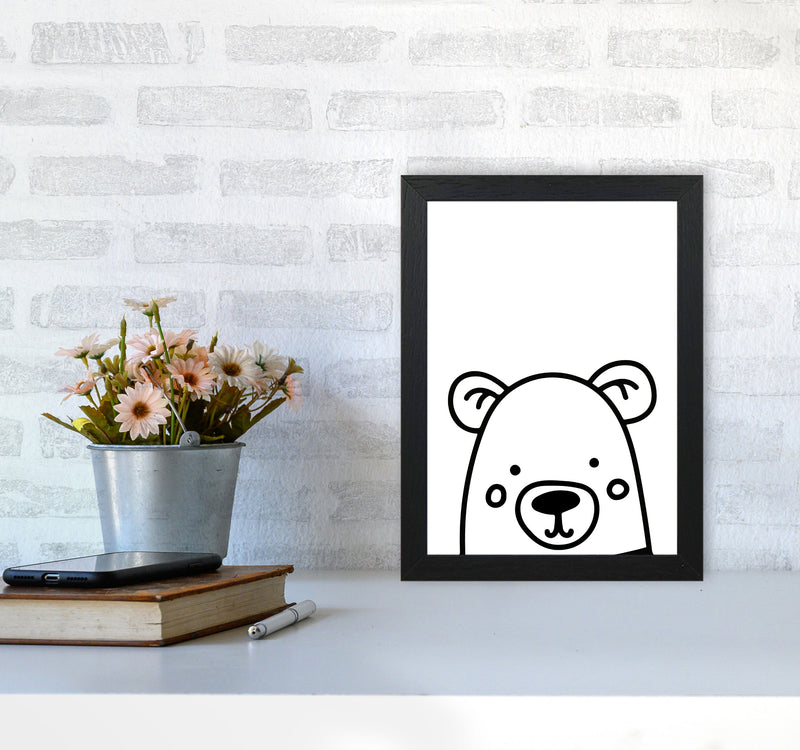 Black And White Bear Modern Print Animal Art Print A4 White Frame