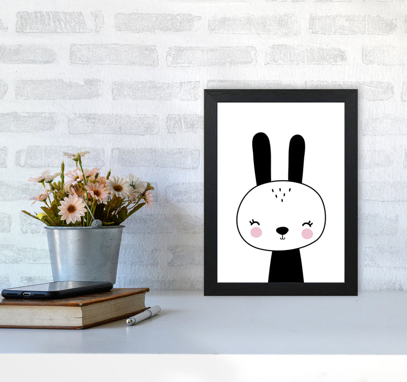 Black And White Scandi Bunny Modern Print Animal Art Print A4 White Frame