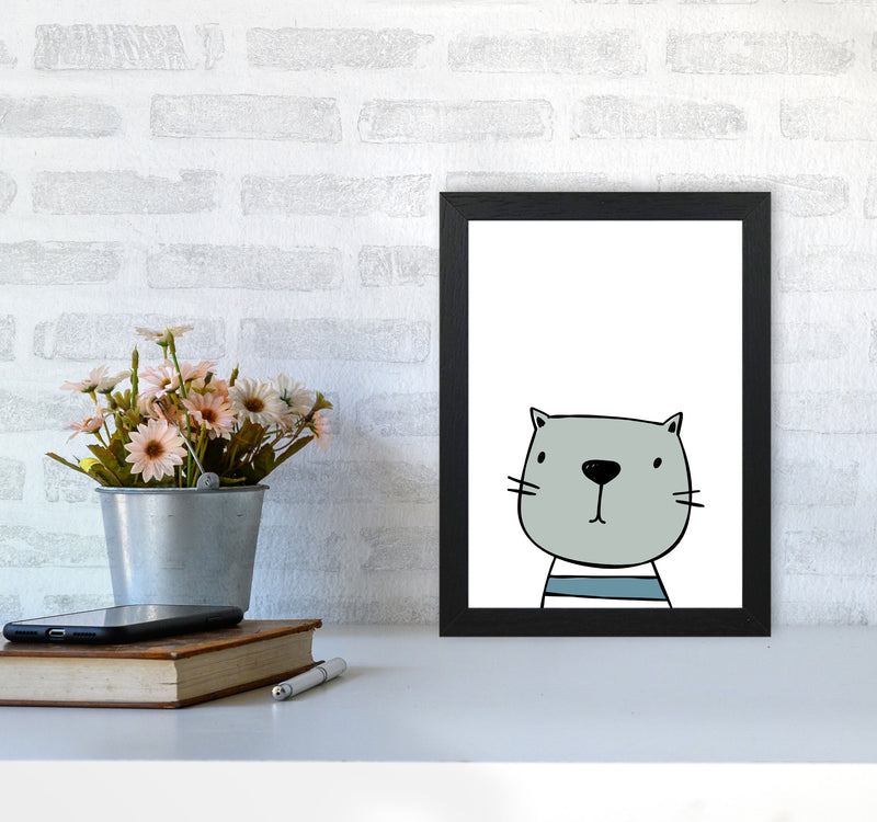 Cat Modern Print Animal Art Print A4 White Frame