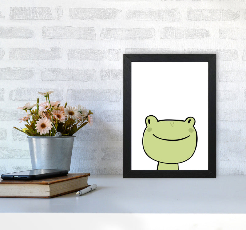 Scandi Frog Framed Nursey Wall Art Print A4 White Frame