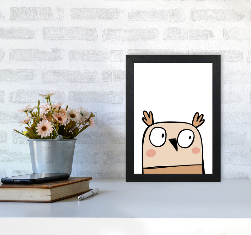 Scandi Owl Framed Nursey Wall Art Print A4 White Frame