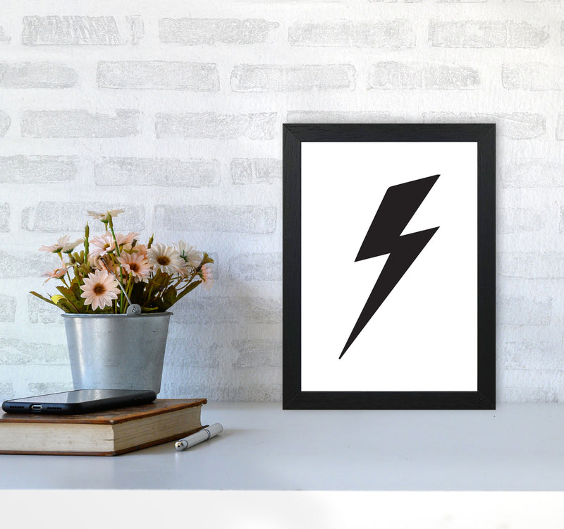 Lightning Bolt Framed Nursey Wall Art Print A4 White Frame