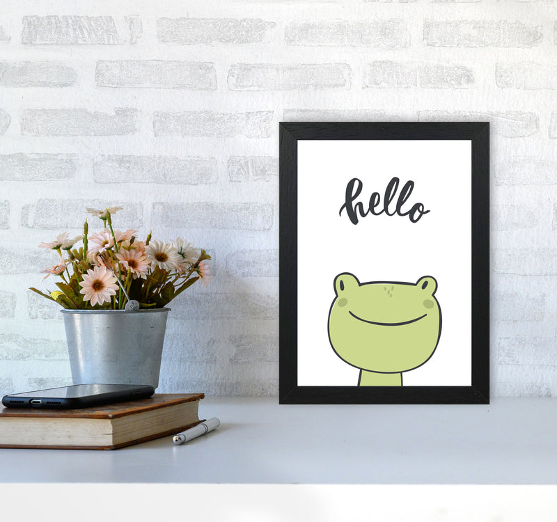 Hello Frog Modern Print Animal Art Print A4 White Frame