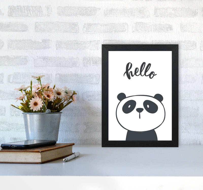 Hello Panda Modern Print Animal Art Print A4 White Frame