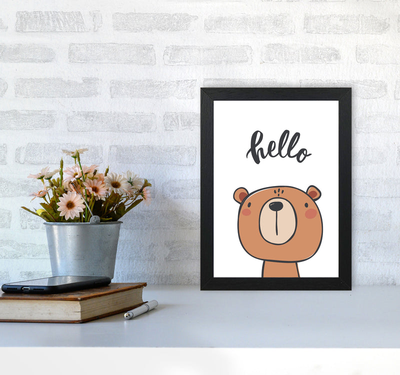 Hello Bear Modern Print Animal Art Print A4 White Frame
