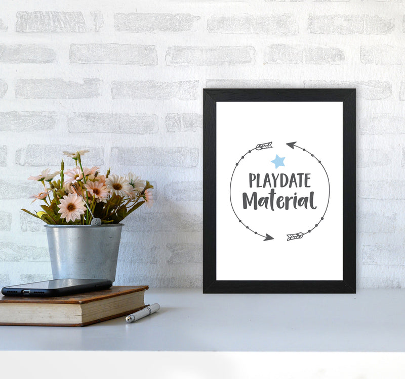 Playdate Material Framed Typography Wall Art Print A4 White Frame