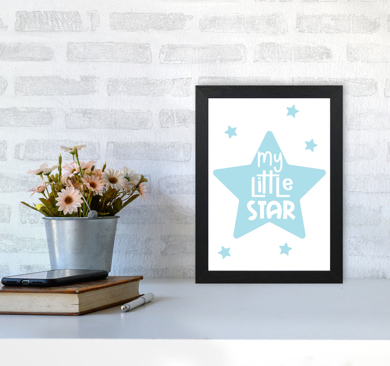 My Little Star Blue Framed Nursey Wall Art Print A4 White Frame