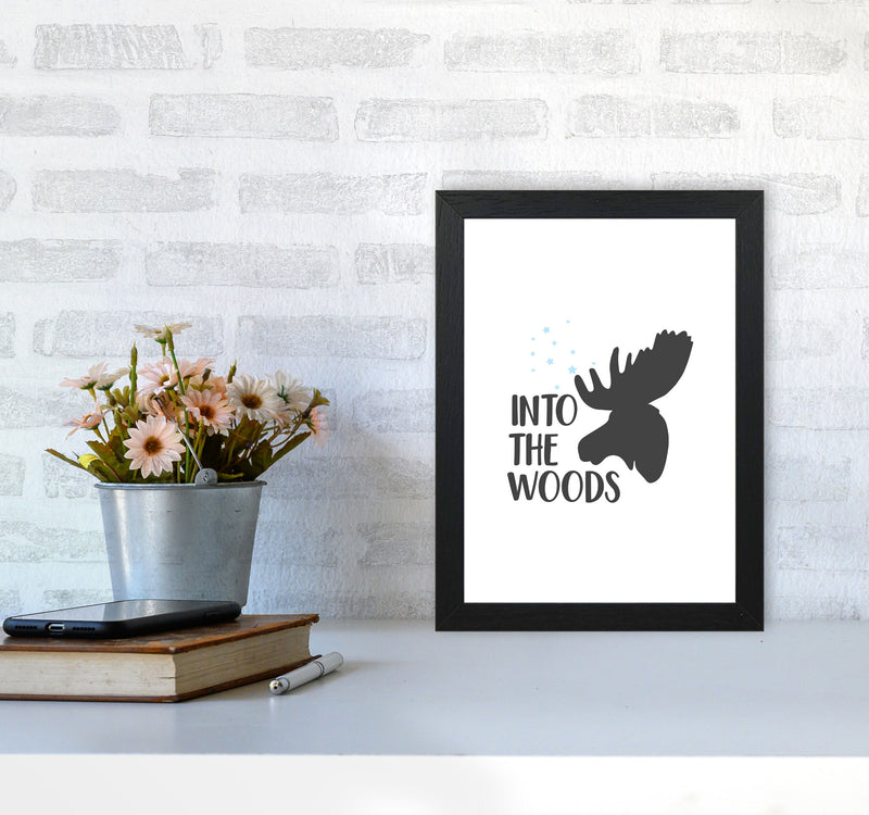 Into The Woods Framed Typography Wall Art Print A4 White Frame