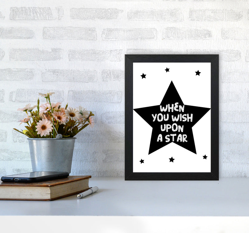 Wish Upon A Star Black Framed Nursey Wall Art Print A4 White Frame