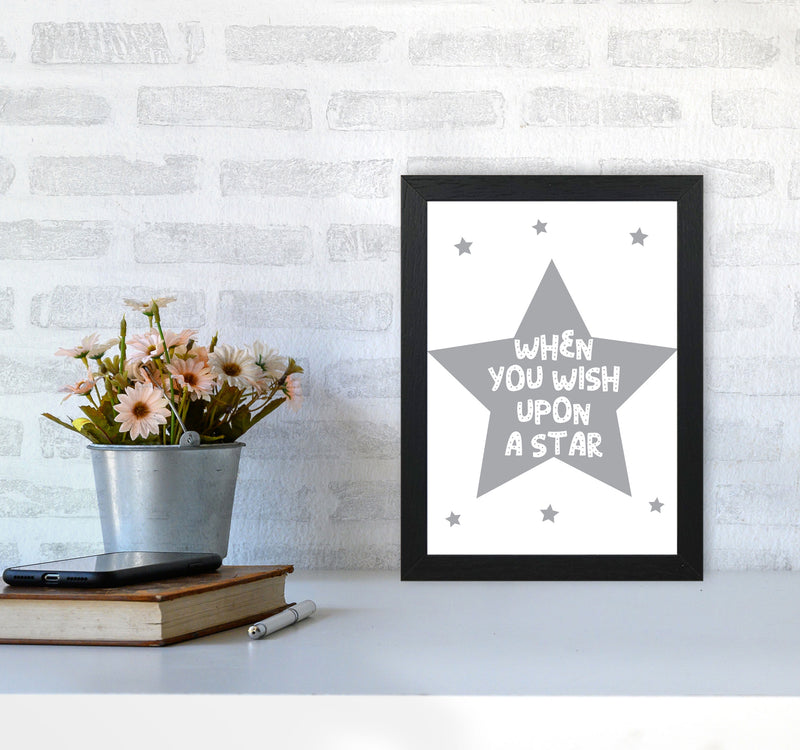 Wish Upon A Star Grey Framed Nursey Wall Art Print A4 White Frame