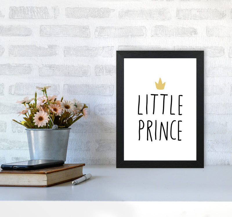 Little Prince Black And Gold Framed Nursey Wall Art Print A4 White Frame