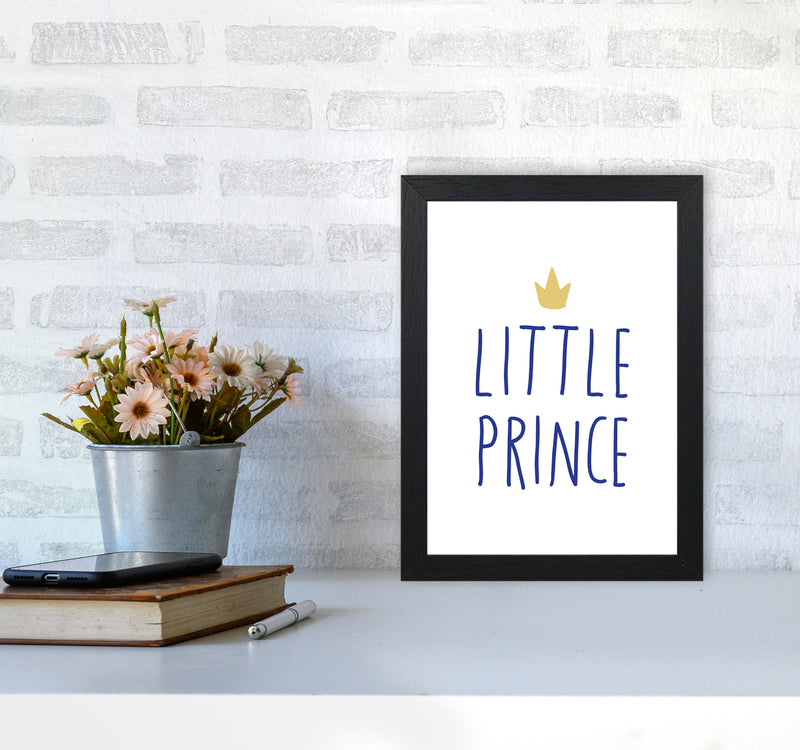 Little Prince Navy And Gold Framed Nursey Wall Art Print A4 White Frame
