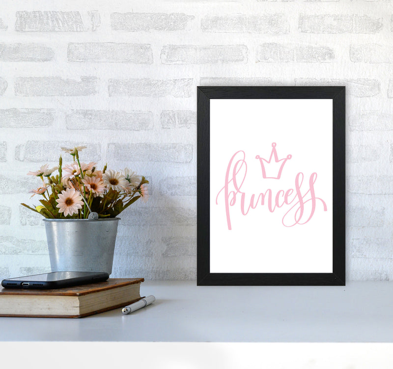 Princess Pink Framed Nursey Wall Art Print A4 White Frame