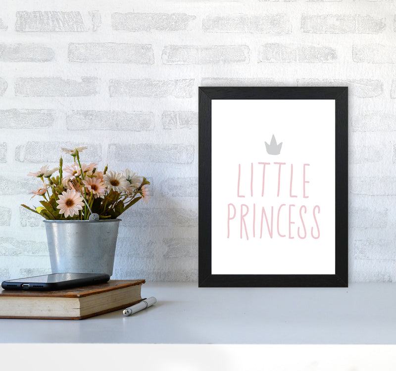 Little Princess Pink And Grey Framed Nursey Wall Art Print A4 White Frame