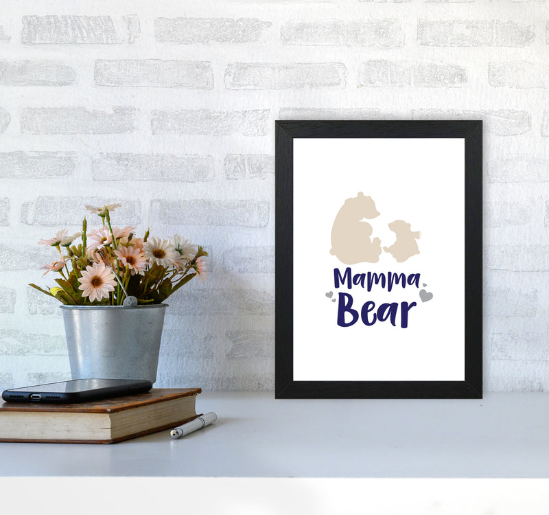 Mama Bear Framed Nursey Wall Art Print A4 White Frame