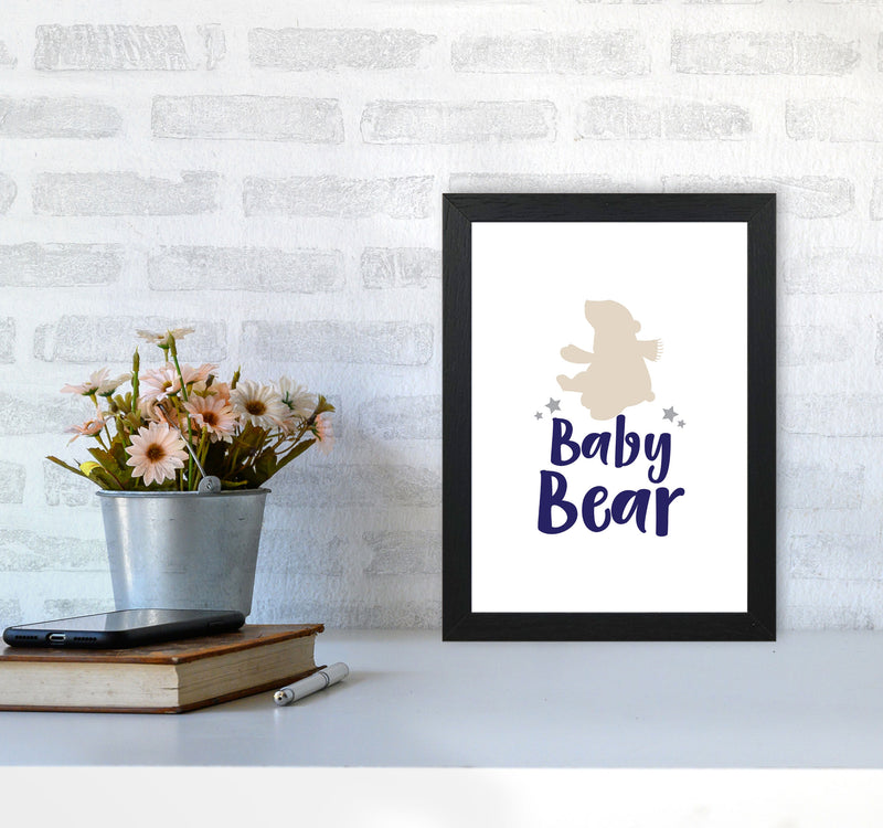 Baby Bear Framed Nursey Wall Art Print A4 White Frame