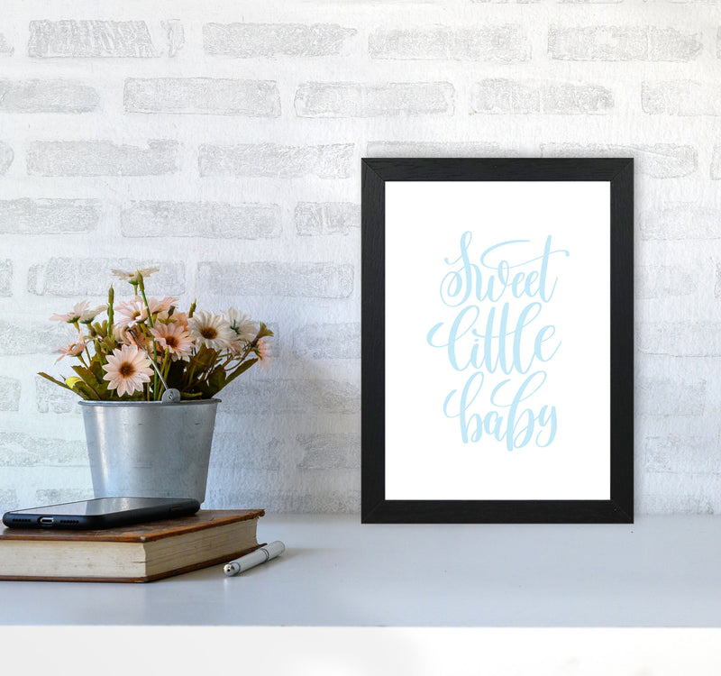 Sweet Little Baby Blue Framed Nursey Wall Art Print A4 White Frame