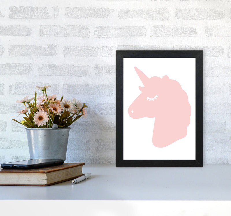Pink Unicorn Head Modern Print Animal Art Print A4 White Frame
