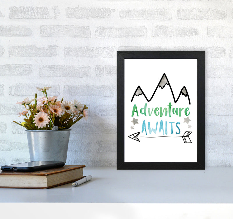 Adventure Awaits Watercolour Modern Print A4 White Frame